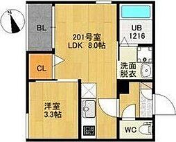 REGALEST NORTH 宮城野原 2階1LDKの間取り
