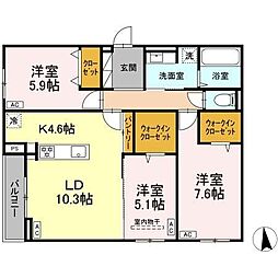 CLASSEUM仙台小田原 II 3LDKの間取図画像