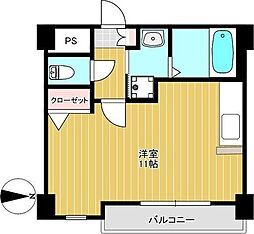 エルフ上杉 5階ワンルームの間取り