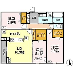 CLASSEUM仙台小田原 III 3LDKの間取図画像