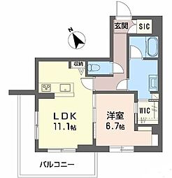 メゾンｒｕｅｂｒｉｌｌｅｒ 1階1LDKの間取り