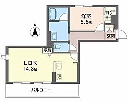 Ｔｅｒｒａｃｅ米ケ袋 4階1LDKの間取り