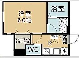 シンセーロ青葉町Ｂ棟 2階1Kの間取り