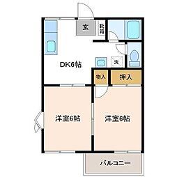 フレグランス南光台 2DKの間取図画像