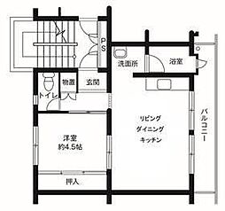 ビレッジハウス仙台鶴ケ谷二丁目13号棟 2階1LDKの間取り