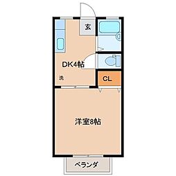 サンライフ川平 1Kの間取図画像