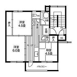 ビレッジハウス仙台鶴ケ谷五丁目9号棟 4階3Kの間取り