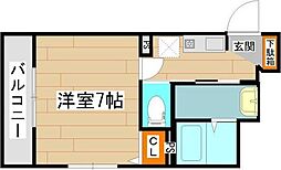 LibraCourt苦竹 1階1Kの間取り