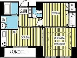 HF仙台レジデンスEAST 11階2DKの間取り