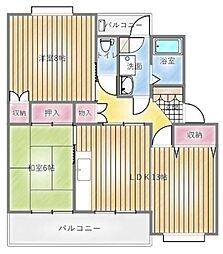 コーワ長町 2LDKの間取図画像