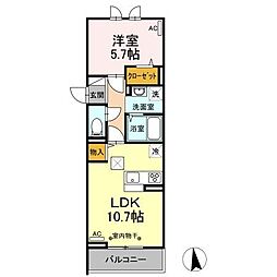 サニーコート・カノ 1階1LDKの間取り