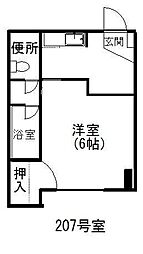 ジュネパレス 2階1Kの間取り