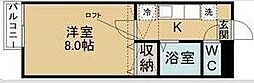 アクセスコート弐番館 2階1Kの間取り