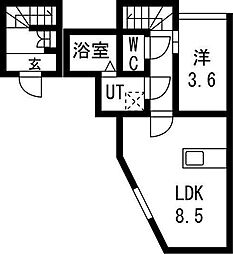 小田原8丁目新築アパート 2階1LDKの間取り