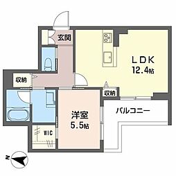 アトリエール北六番丁 3階1LDKの間取り