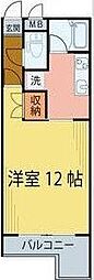 ミツエリートマンション 3階1Kの間取り