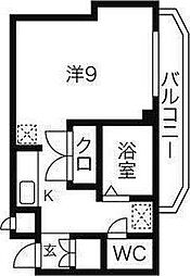 キャピタル萩野町 ワンルームの間取図画像