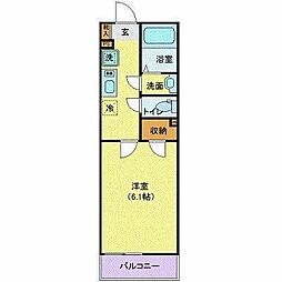 ヴィレッタ晩翠 1Kの間取図画像
