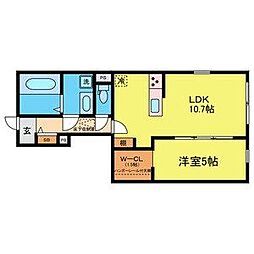 （仮称）向山3丁目計画 1階1LDKの間取り