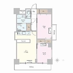 カスタリア榴ヶ岡 12階2LDKの間取り