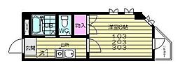 川内スカイヒルズ 1Kの間取図画像