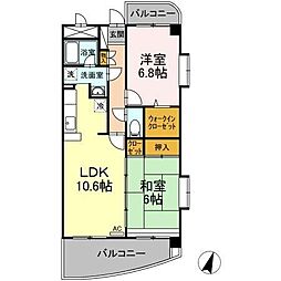 グランウィング 3階2LDKの間取り