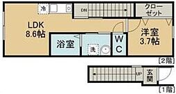 リノヴェルデ泉ケ丘 202 2階1LDKの間取り