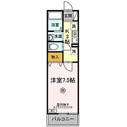 メゾンパークみずほ台 2階1Kの間取り