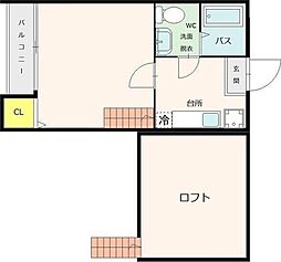 矢嶋コーポ 1Kの間取図画像