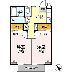 スイートピー国見 2Kの間取図画像