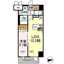 ＩＳ二十人町 11階1LDKの間取り
