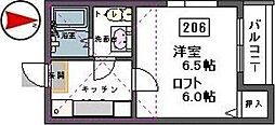Stage中田1 1Kの間取図画像