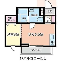 仙台市泉区泉ケ丘4丁目アパート 1DKの間取図画像