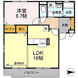 パークアベニュー　I・II番館 2階1LDKの間取り