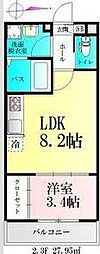 春ひなたのルミーナ 1LDKの間取図画像