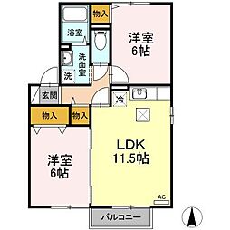 ファミリア泉 1階2LDKの間取り