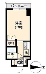 アソルティ東二番丁 ワンルームの間取図画像