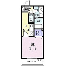 エテルノ河原町 1階1Kの間取り