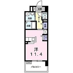 ラ・ルーチェK 3階ワンルームの間取り