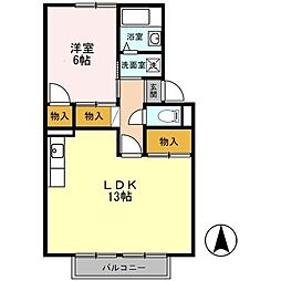 プレジュール翠明 1LDKの間取図画像