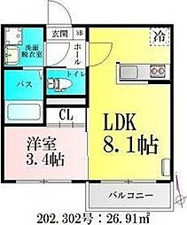 アプリーレ北仙台 1LDKの間取図画像