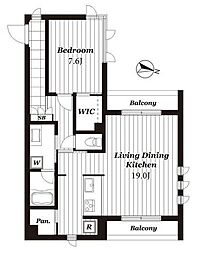 風香錦町 1LDKの間取図画像