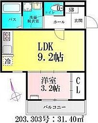 BAU北仙台 1LDKの間取図画像