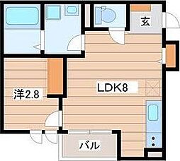 プルミエールJINNO 1LDKの間取図画像