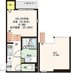 ハーモニーテラス岩切2 1Kの間取図画像