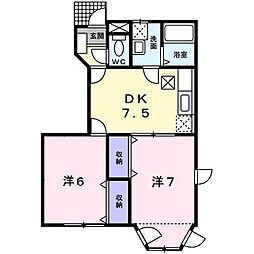 ファーテェイルアースPART2B 2DKの間取図画像