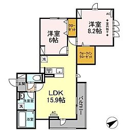 グランドゥールK八乙女 2LDKの間取図画像