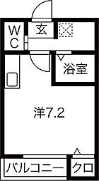 ラ・プチット・メゾン五橋 ワンルームの間取図画像