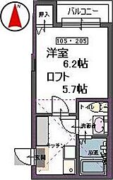 aletta宮町 1Kの間取図画像