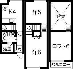 ExcelChateau国見B 2Kの間取図画像